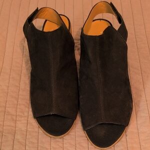 Chic Black Suede Open-Toe Women's Shoes